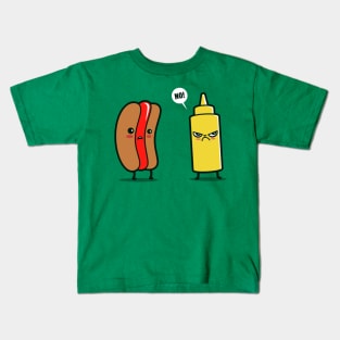 Cute Funny Kawaii Hotdog And Mustard Cartoon Gift For Foodies Kids T-Shirt